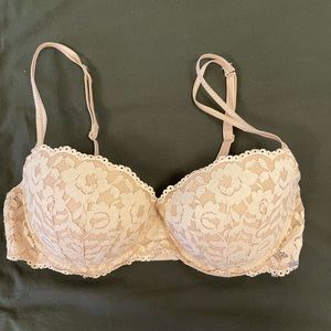 Beige lace push-up bra by PINK